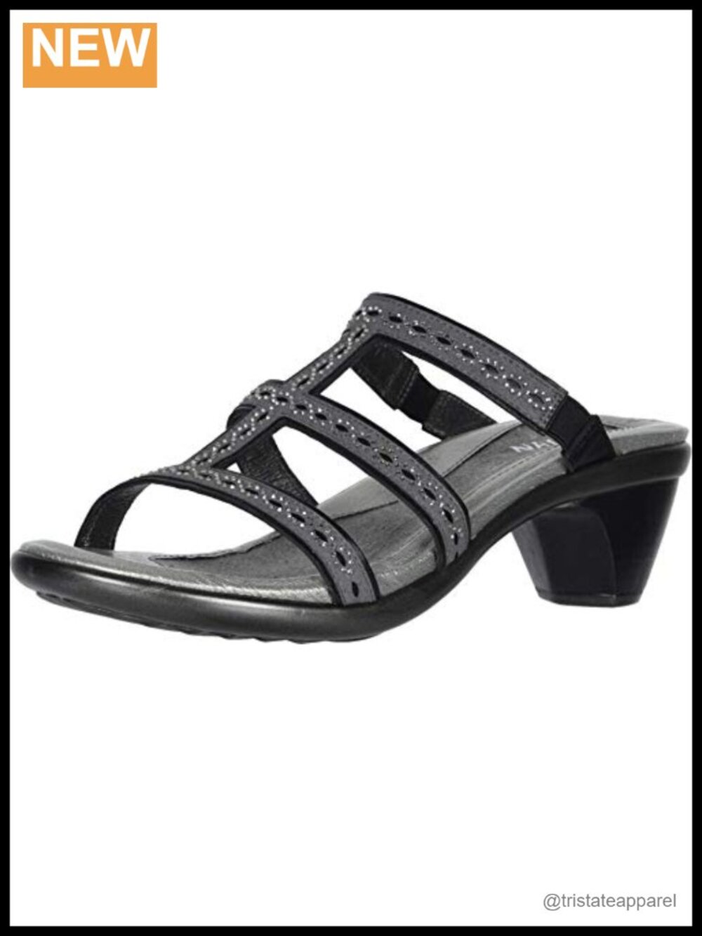 NAOT Novel Heel Leather Rhinestone Slingback Wedge Sandal